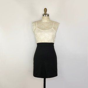 Fitted Dress with White Lace Bodice